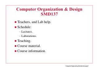 Computer Organization &amp; Design SMD137