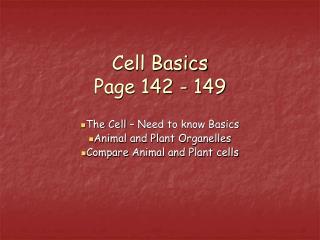 Cell Basics Page 142 - 149