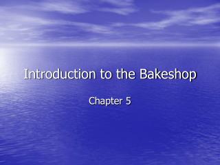 Introduction to the Bakeshop