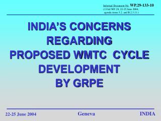 INDIA’S CONCERNS REGARDING PROPOSED WMTC CYCLE DEVELOPMENT BY GRPE