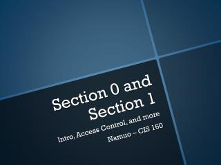 Section 0 and Section 1