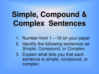 Simple, Compound &amp; Complex Sentences