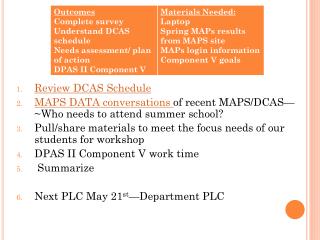 Review DCAS Schedule
