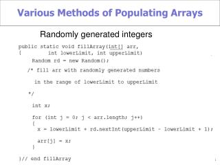 Various Methods of Populating Arrays