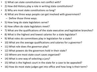 1) What can state constitutions not conflict with?