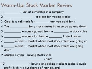 Warm-Up: Stock Market Review