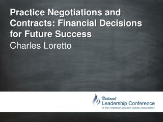 Practice Negotiations and Contracts: Financial Decisions for Future Success