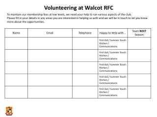 Volunteering at Walcot RFC