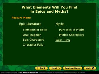 What Elements Will You Find in Epics and Myths?