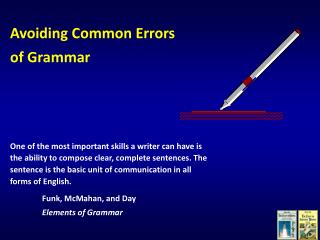 Avoiding Common Errors of Grammar