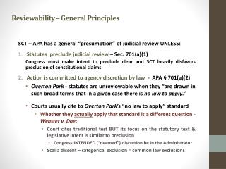 Reviewability – General Principles