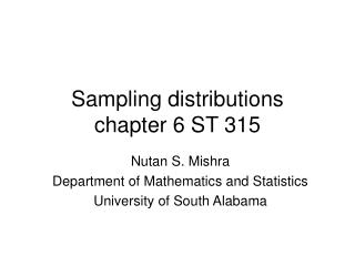 Sampling distributions chapter 6 ST 315
