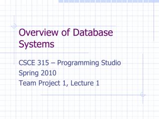 Overview of Database Systems