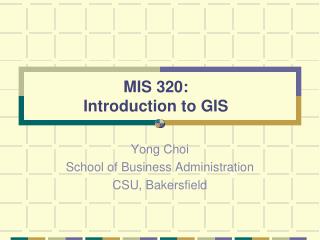 MIS 320 : Introduction to GIS