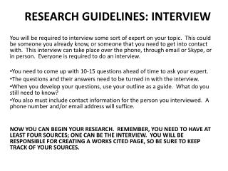 RESEARCH GUIDELINES: INTERVIEW