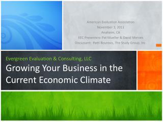 Evergreen Evaluation &amp; Consulting, LLC Growing Your Business in the Current Economic Climate