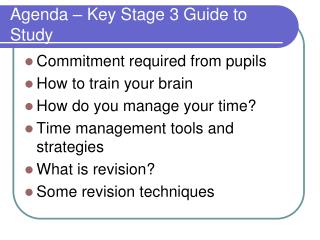 Agenda – Key Stage 3 Guide to Study