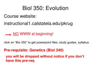 Biol 350: Evolution