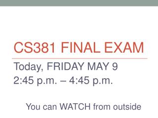 CS381 Final Exam