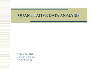 QUANTITATIVE DATA ANALYSIS