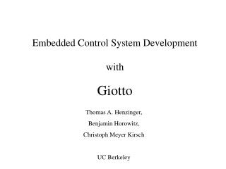 Embedded Control System Development with