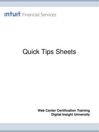 Quick Tips Sheets