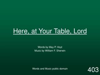 Here, at Your Table, Lord