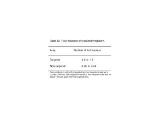 Table S3 Foci induction of localized irradiation Area			Number of foci/nucleus