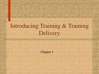 Introducing Training &amp; Training Delivery