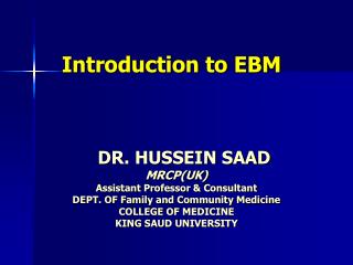 Introduction to EBM