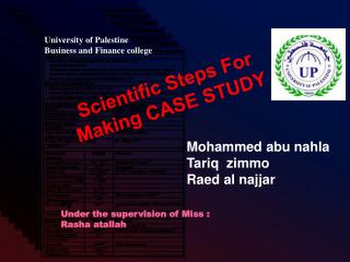 Scientific Steps For Making CASE STUDY