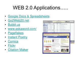 WEB 2.0 Applications…..