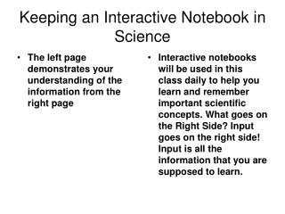 Keeping an Interactive Notebook in Science
