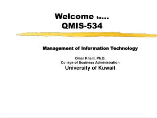 Welcome to … QMIS-534