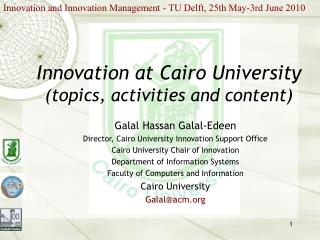 Innovation at Cairo University (topics, activities and content)