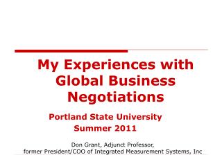 My Experiences with Global Business Negotiations