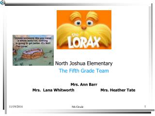 North Joshua Elementary The Fifth Grade Team Mrs. Ann Barr