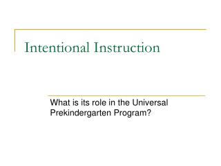 Intentional Instruction