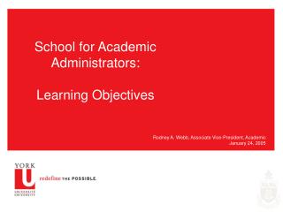 School for Academic Administrators: Learning Objectives