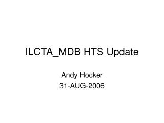 ILCTA_MDB HTS Update