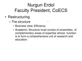 Nurgun Erdol Faculty President, CoECS