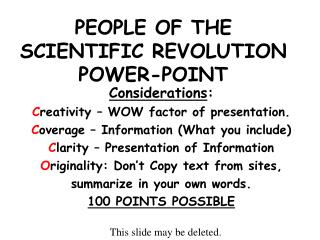 PEOPLE OF THE SCIENTIFIC REVOLUTION POWER-POINT