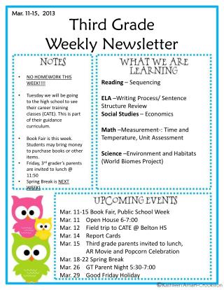 Third Grade Weekly Newsletter