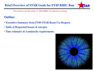 Brief Overview of STAR Goals for FY05 RHIC Run