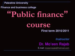 “ Public finance ” course