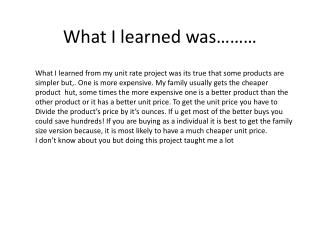 What I learned was………