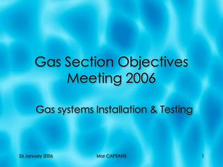 Gas Section Objectives Meeting 2006