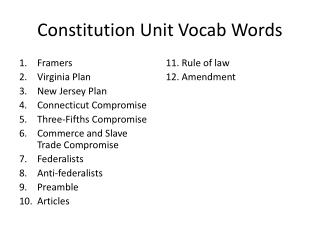 Constitution Unit Vocab Words