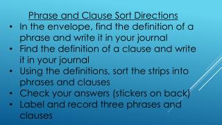 Phrase and Clause Sort Directions