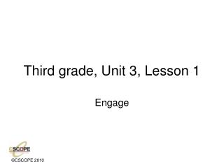 Third grade, Unit 3, Lesson 1